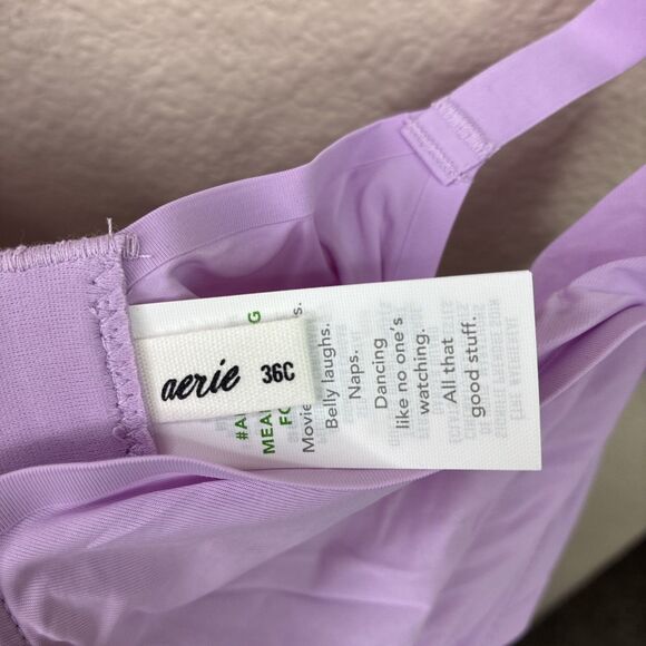 Smoothez by Aerie Bra Beige Full Coverage Unlined Underwire 36C  Purple New - Picture 4 of 7